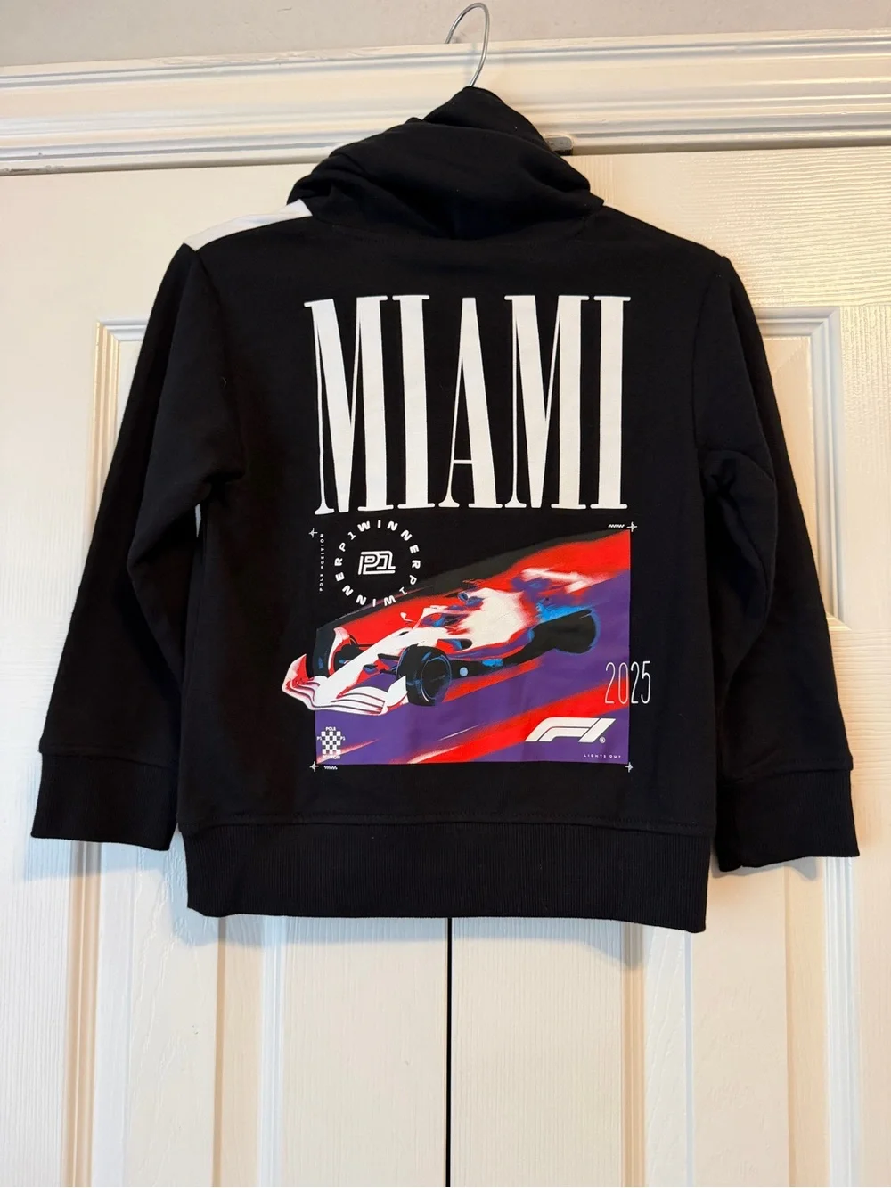 Formula 1 Kids Black Racing Hoodie- MIAMI detail on back